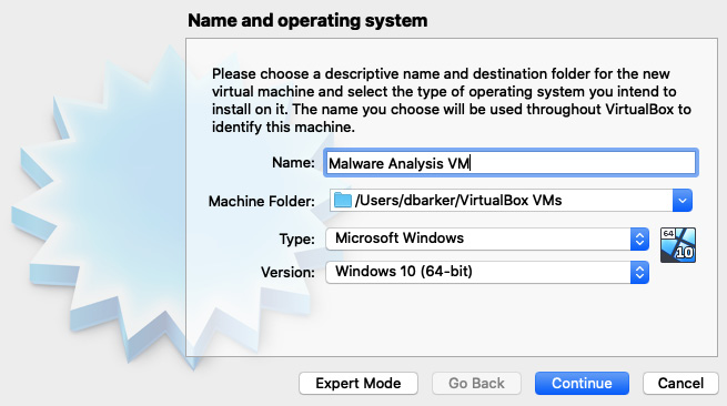 Figure 1.6 – Name your VM and select the proper OS configuration