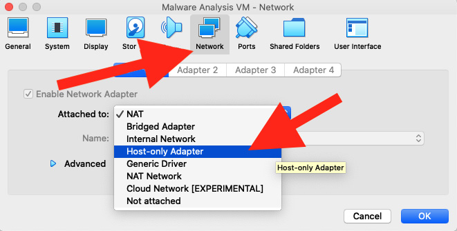 Figure 1.20 – Setting up Host-only Adapter