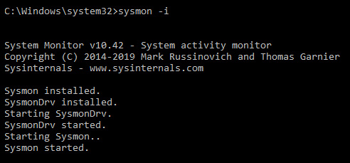 Figure 6.29 – Starting and installing Sysmon