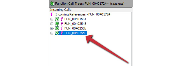 Figure 7.4 – An incoming call from another function within the program