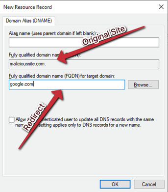 Figure 9.12  – Leveraging DNS to block malicious sites with DNAME records