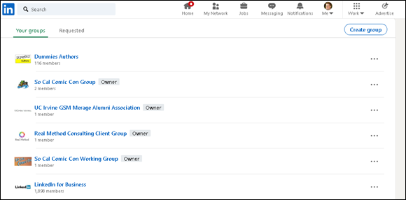 Snapshot of the LinkedIn page where you can see the activity of your groups.