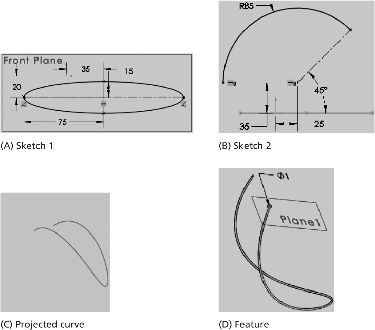 A case of an ellipse and an arc is presented.