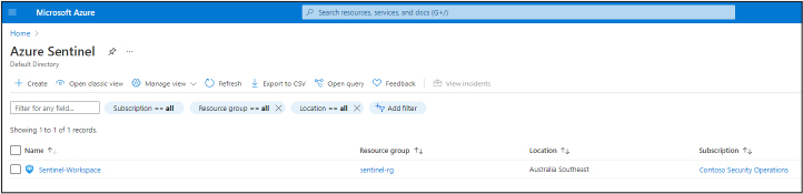 A screenshot of the Azure portal shows an overview of an Azure Sentinel workspace and the Add button, where you can start the process of creating a new workspace.