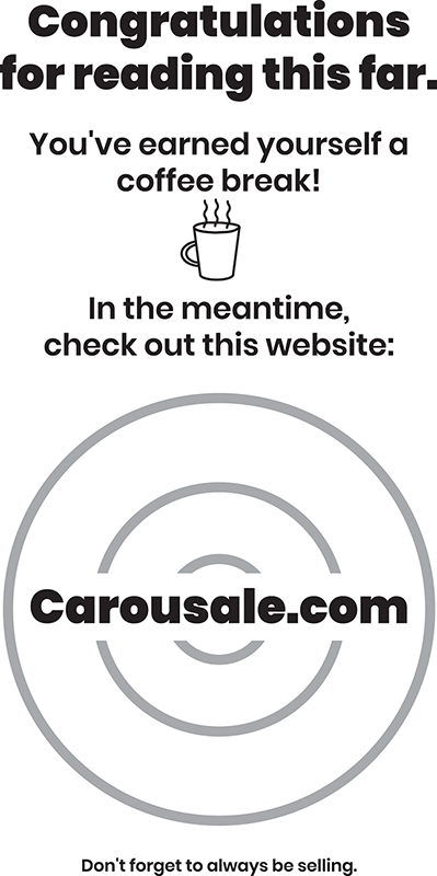 Schematic illustration of the last page of carousale.com.
