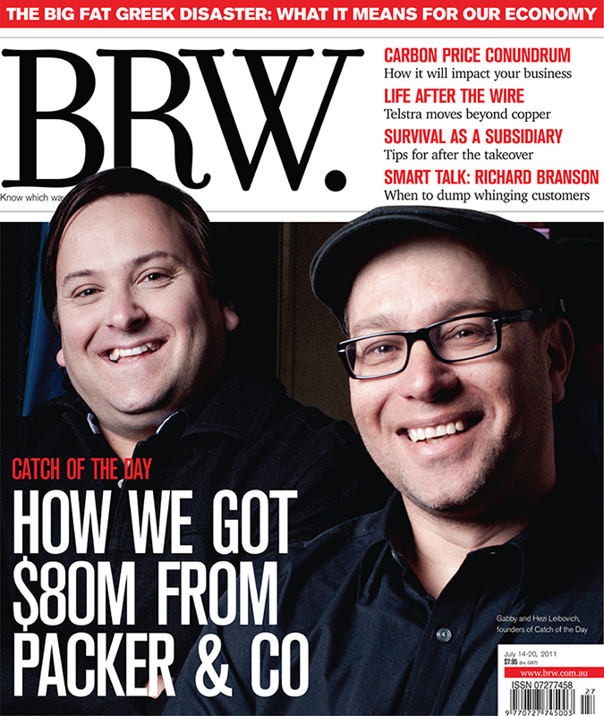 Photo depict the BRW cover story that documented how and why Tiger Global and some of Australia's wealthiest families invested in Catchoftheday.