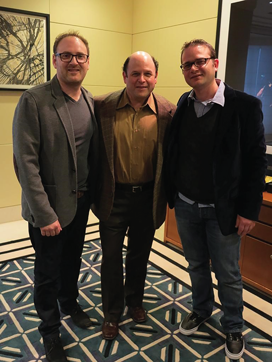 Photograph of Kalman Polak, Jason Alexander, aka George from Seinfeld, the Catch ambassador; and Guy Polak.