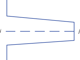 Geometry of a tapered fin having two nodes i and j.