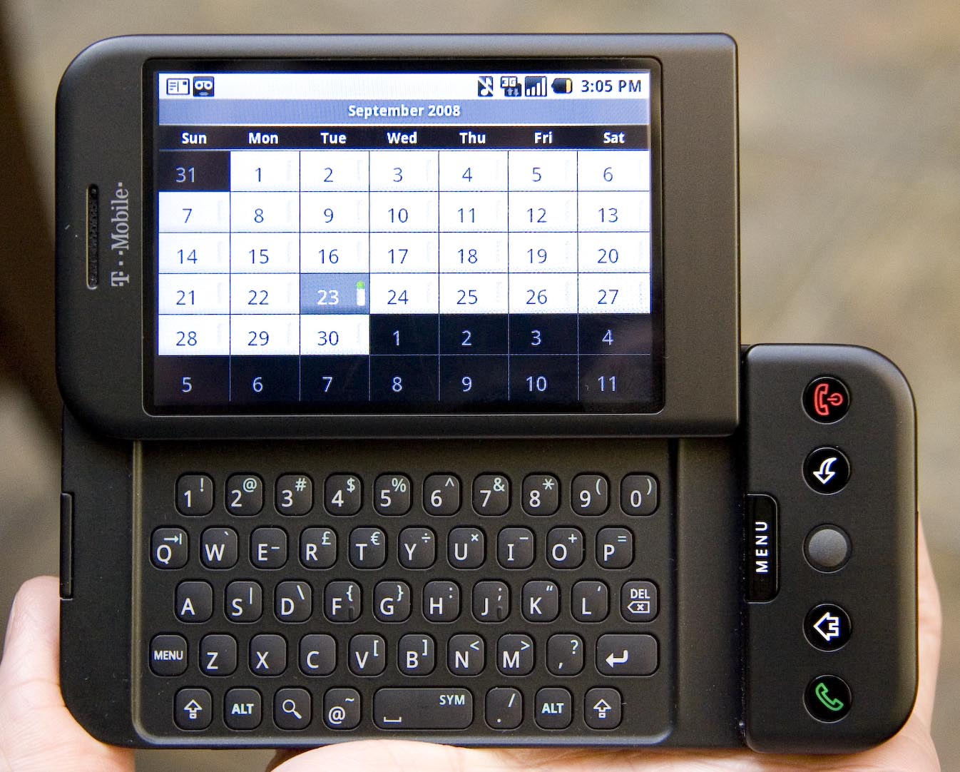 Photo of a smartphone with the screen retracted to show a hardware keyboard.