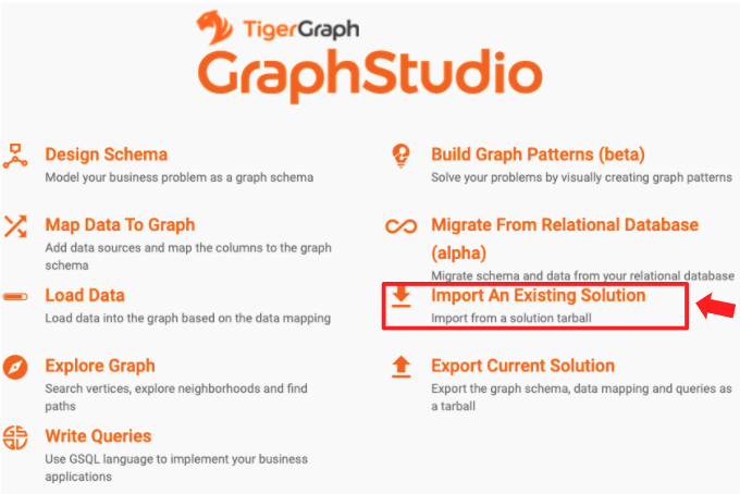 Importing a GraphStudio solution