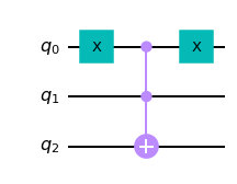 Toffoli gate with a control qubit and an anti-control qubit