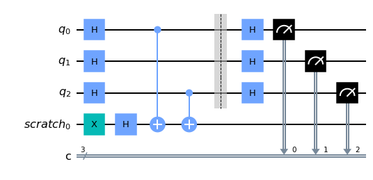 Example circuit using the QuantumRegister and ClassicalRegister classes