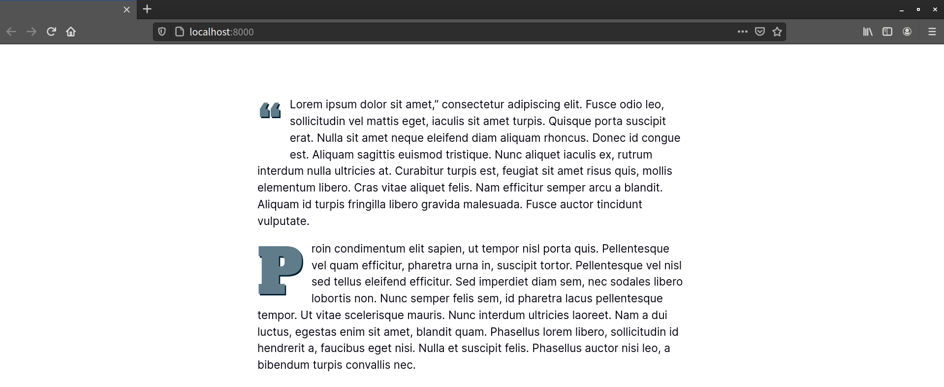 Firefox applies ::first-letter styles to the opening quotation of the q element
