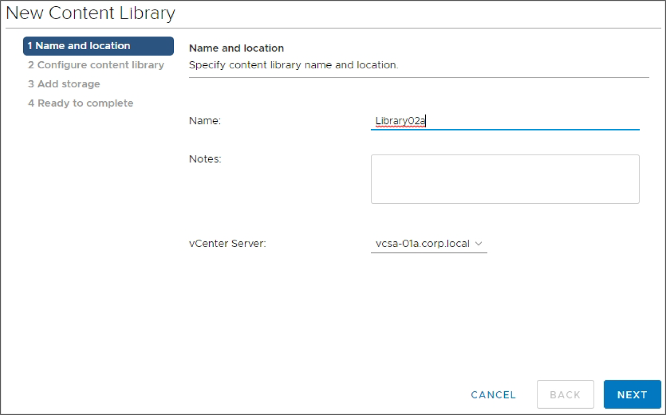 Snapshot of entering a name for the library and click Next.