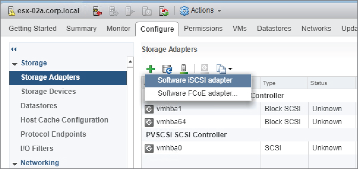 Snapshot of adding an iSCSI initiator.