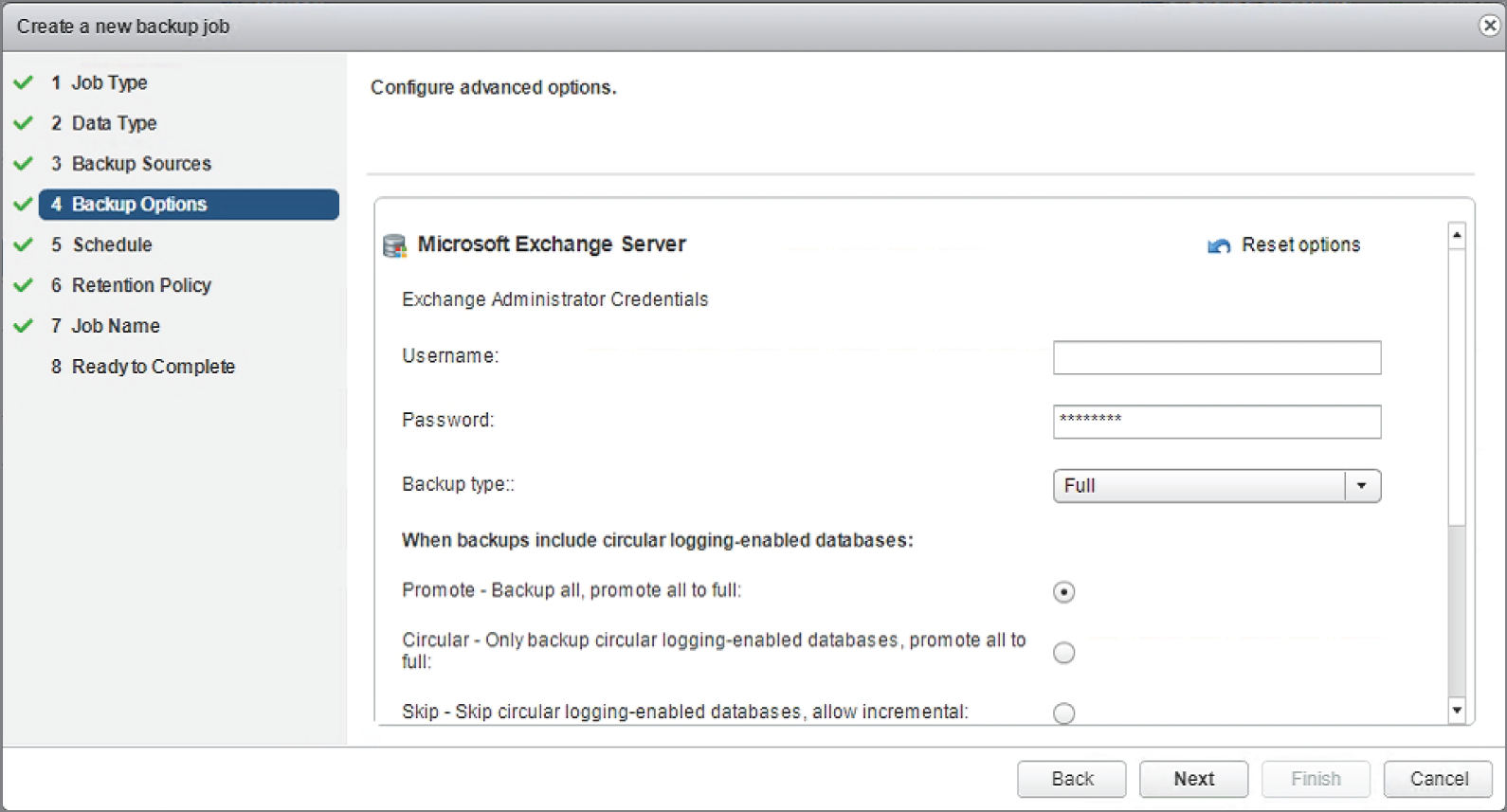 Snapshot of entering the password to set for the VMwareVDPBackupUser account.