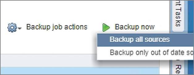 Snapshot of selecting the new backup job and choose Backup All Sources.