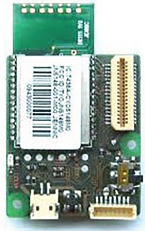 Photo depicts an iSense core module that combines the controller with an RF transceiver in a single housing.
