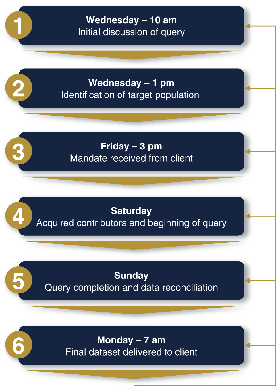 Schematic illustration of the typical timeline of a survey.