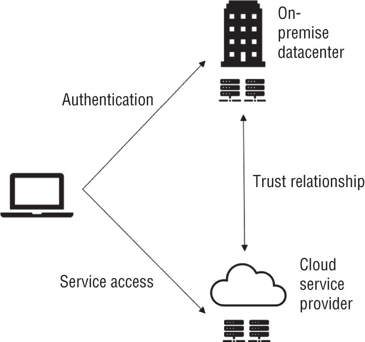Schematic illustration of a diagram of type of authentication scenario.