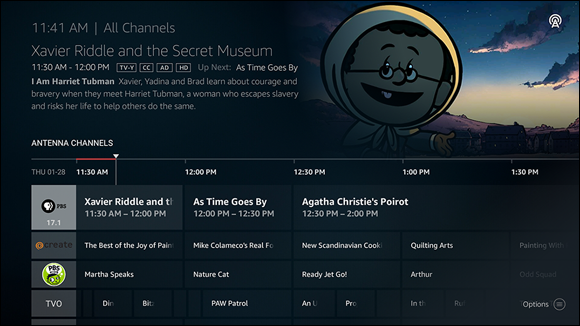 Snapshot of Smart TVs offer a channel guide.