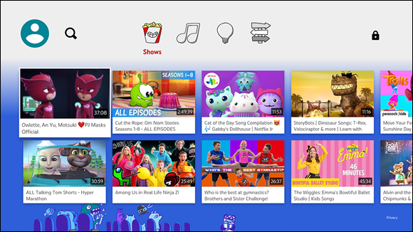 Snapshot of YouTube Kids offers a ton of kid-friendly streaming content.