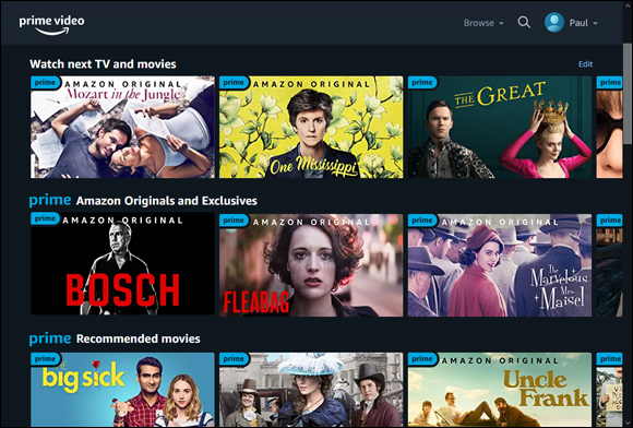 Snapshot of Prime Video offers great original content and a large collection of movies and TV shows.