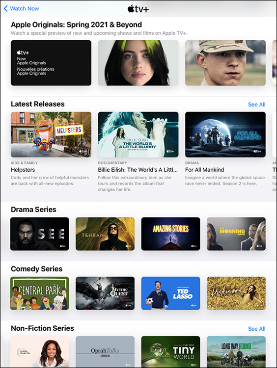 Snapshot of Apple TV+ offers only original content on-demand, but some of that content is very good.