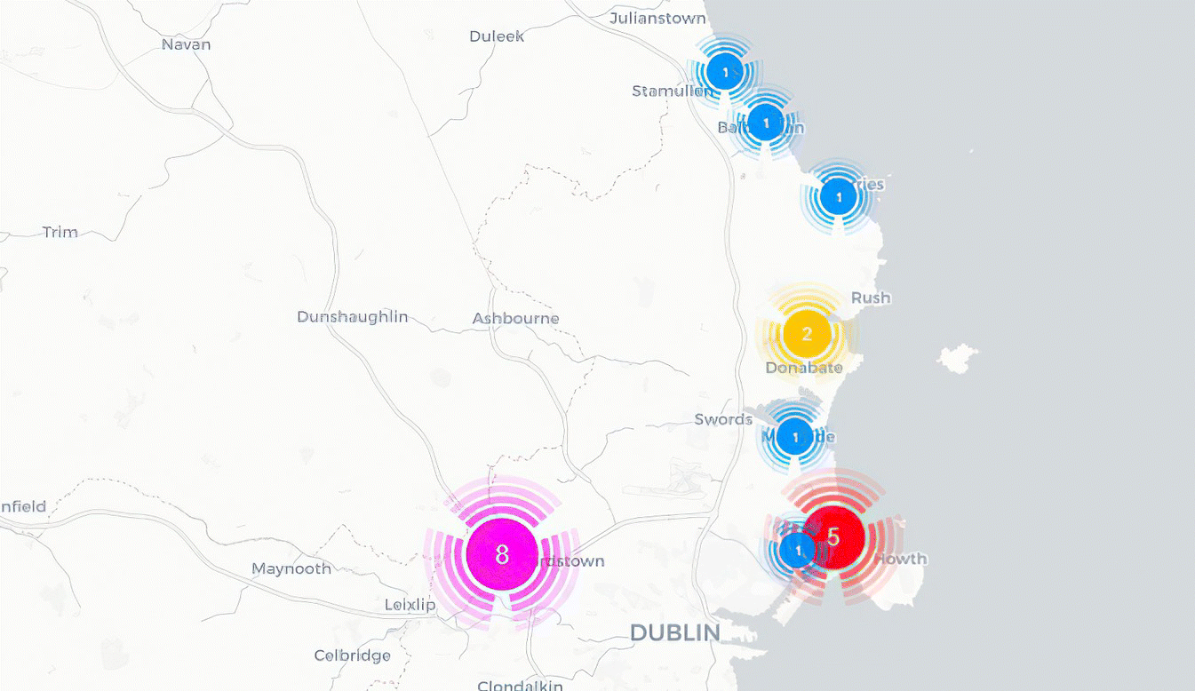 Schematic illustration of the clustering results for the traffic in Dublin.