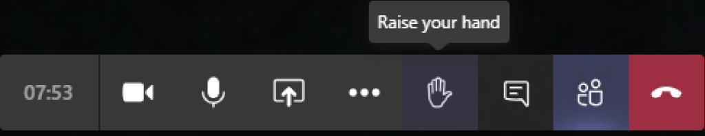 Snapshot of clicking raise your hand option on the toolbar.