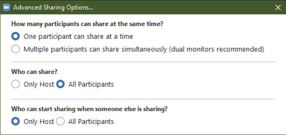 Snapshot of clicking all participants from the section who can share.