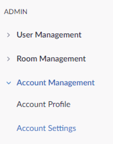 Snapshot of clicking account settings option from the admin section.