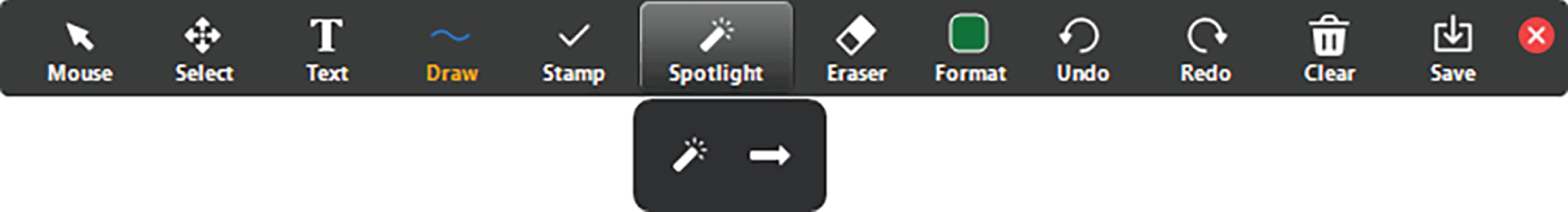 Snapshot of choosing the spotlight option.