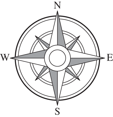 An illustration of a compass that shows the direction.