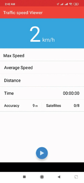 Snapshot of a speed status screen.