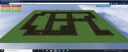 Snapshot of the first view of a traffic simulator.
