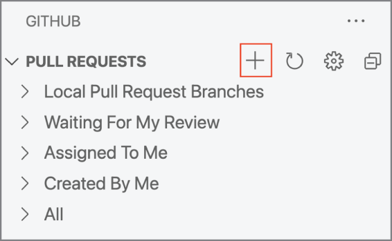 Snapshot of click the + icon to create a new pull request.