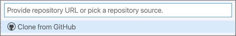 Snapshot of to clone a repository from GitHub, click Clone From GitHub when prompted.