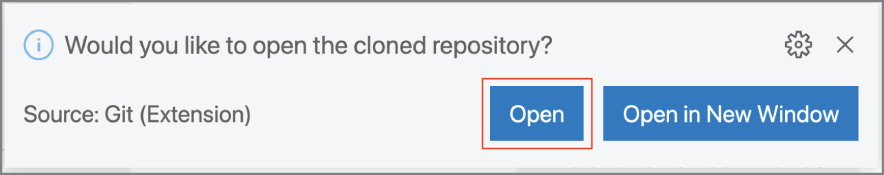 Snapshot of open the repository in the current window.