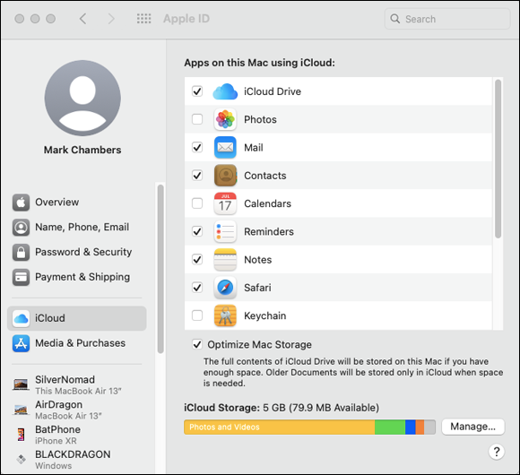 Snapshot of the iCloud panel appears in System Preferences.