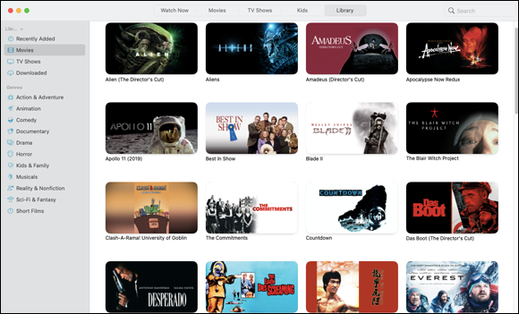Snapshot of the collection of movies appearing in TV.