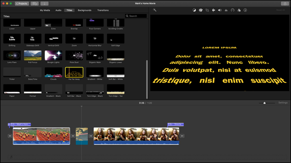 Snapshot of adding titles for the next silent film.
