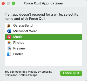 Snapshot of forcing a recalcitrant application to take off.