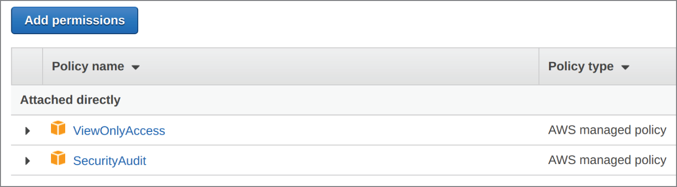 Snapshot of Prowler that needs two IAM policies attached to an IAM user or role.