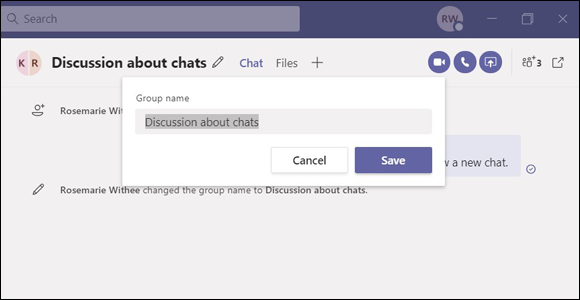 Snapshot of Adding a title to a chat.