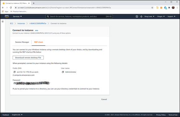 Snapshot of AWS shows you the Administrator password.