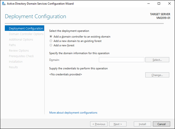 Snapshot of Creating a domain controller.