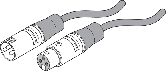 Schematic illustration of 1/4-inch male connection, which is needed to connect headphones to a mixing board.