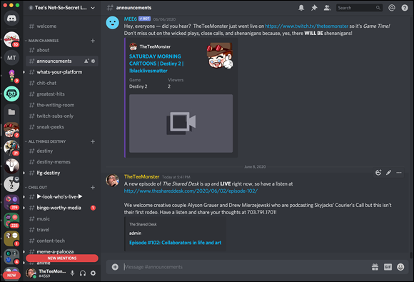 Photo depicts along with continuing discussions about recent episodes, Discord can also serve as a notification system to help you get the word out that a new show is live!