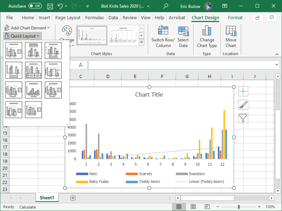 Snapshot of the Excel previews the layout in the chart.